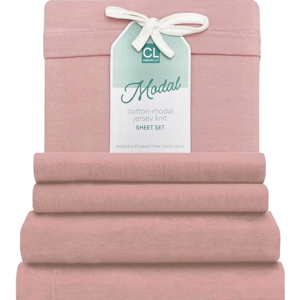 Modal Cotton-Modal Jersey Knit Sheet Set - Pink Twin Comfort Lab NWT